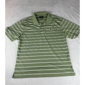 Harbour Town Golf Polo Shirt Mens XL Green White Striped  LinksTech  Performance